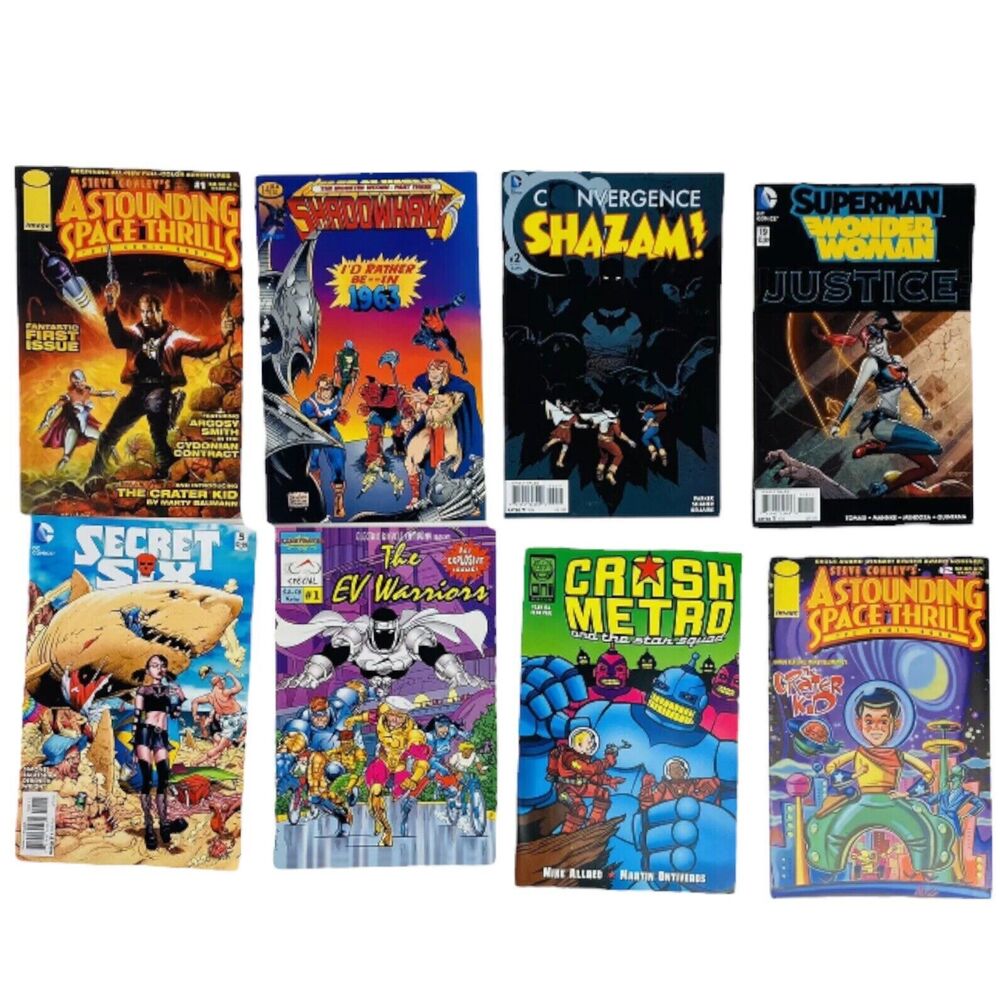 Assorted Comics EV Warriors, Crash Metro Shazam Secret Six Lot of 8 Bagged Comic